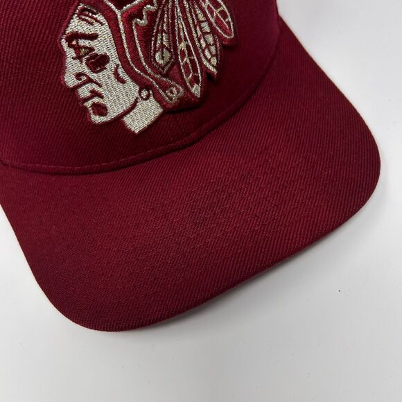 Chicago Blackhawks Hat Cap New Era NHL Hockey 6 Panel Wool Snapback Maroon Red - Picture 9 of 13